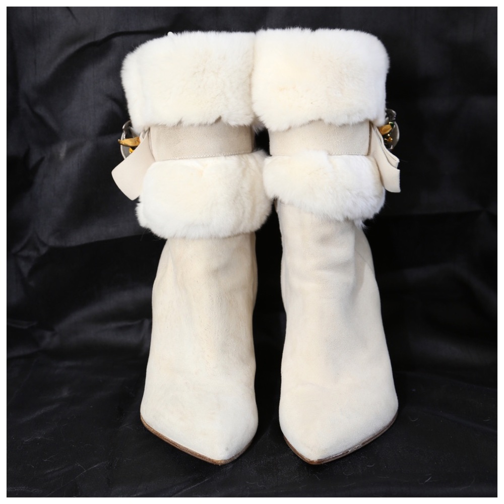 Casadei Lambskin Suede Fur Boots 8.5 - Picture 5 of 8
